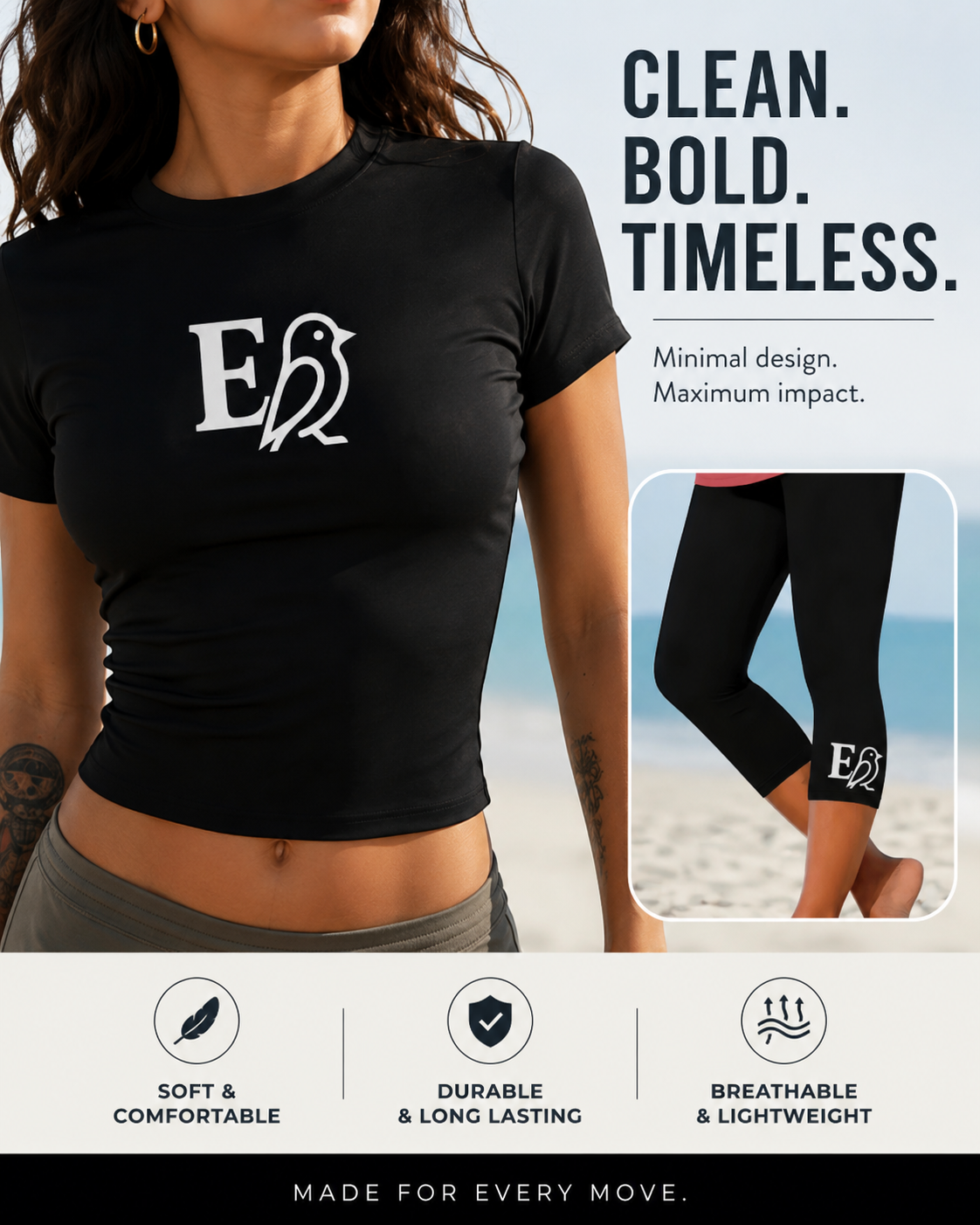 Early Bird Ladies Workout Crop Shirt and Leggings (Spring Bundle)
