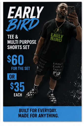 Early Bird Men's Tee & Multi Purpose Shorts Set